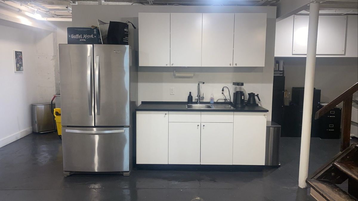 Office kitchen with spotless floors