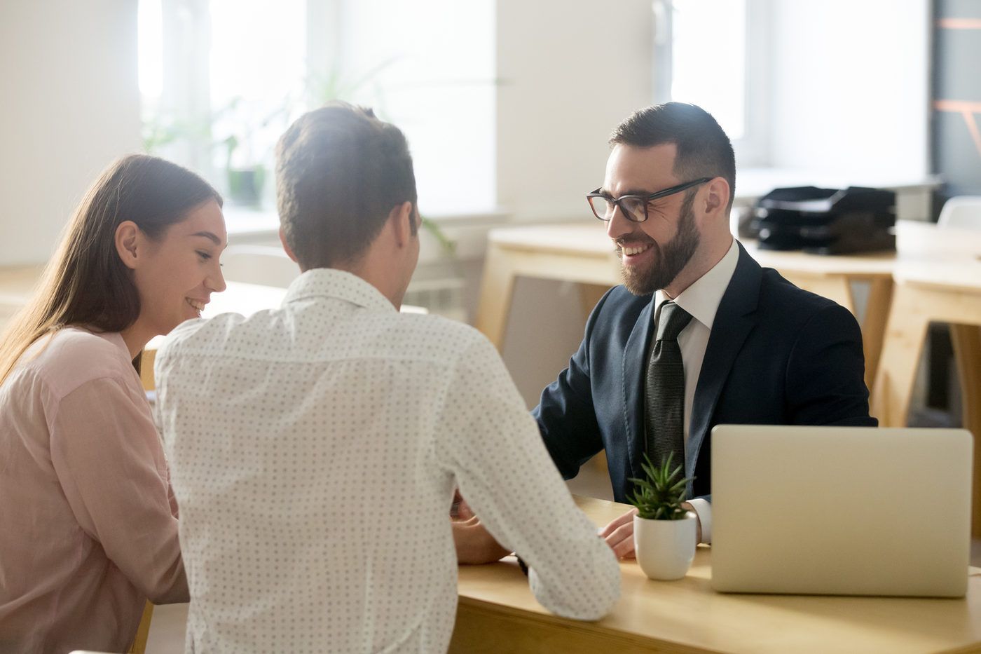 Business consultant meeting with clients